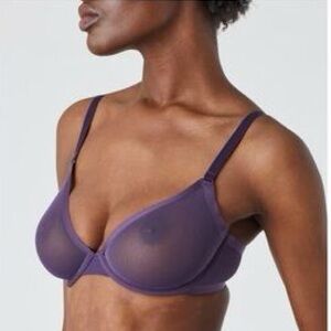 CUUP 32F The Plunge Bra Purple Sheer Mesh Underwire Bra